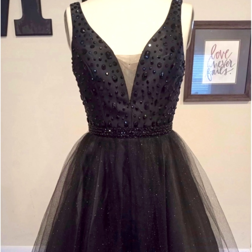 Black ball gown prom dress